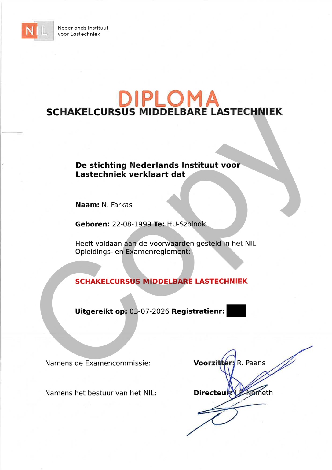 Schakelcursus Middelbare Lastechniek diploma